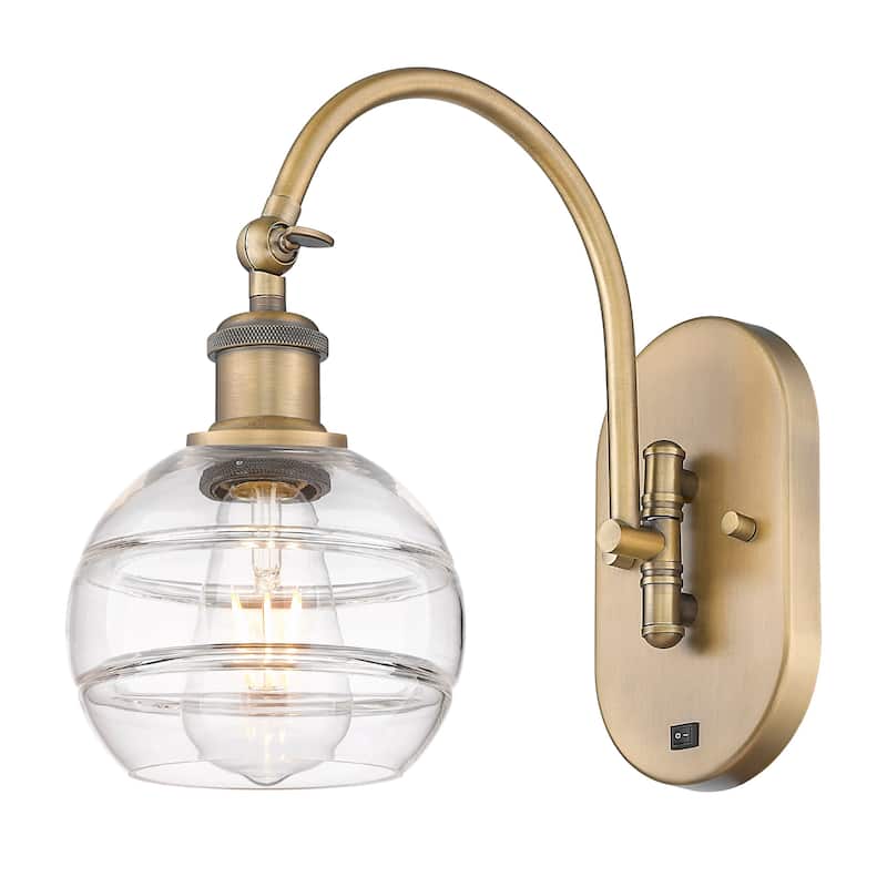 Innovations Lighting 518-1W-11-6 Rochester Sconce Rochester 11" Tall - Brushed Brass / Clear