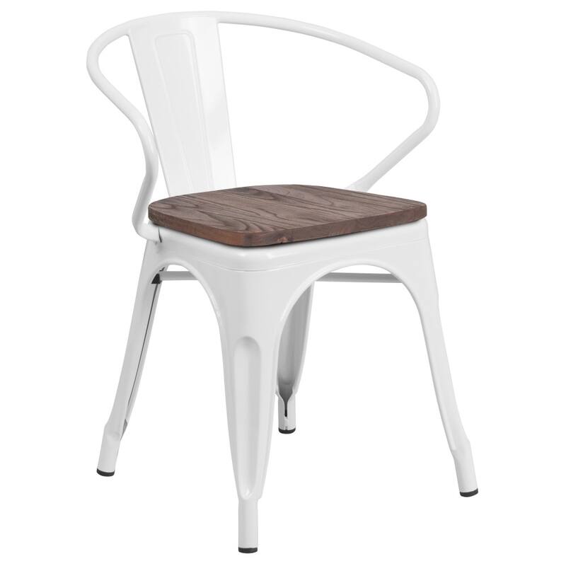 4 Pk. Metal Chair with Wood Seat and Arms