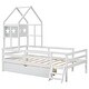 preview thumbnail 12 of 28, Kids Platform Bed House Bed Twin Size Wood Frame with House Roof Headboard, Safety Guardrail, Large Drawer, Star Pattern