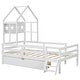 preview thumbnail 12 of 12, White Twin Size Solid Wood House Bed with Guardrail and Drawer
