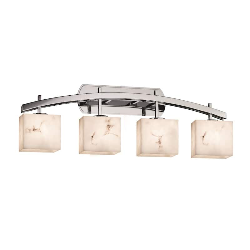 Justice Design LumenAria Archway 4-light Polished Chrome Bath Bar, Faux Alabaster Rectangle Shade