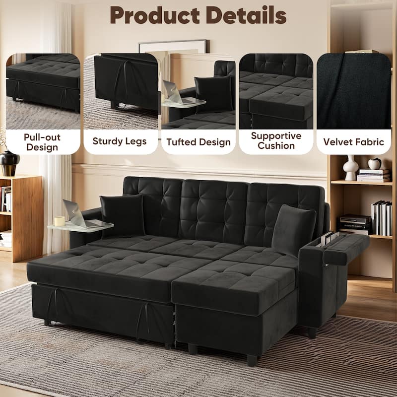Pocassy Sofa Bed Sleeper Pull Out 4 in 1 Sleeper Sofa Couches with Storage