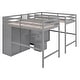 preview thumbnail 16 of 31, Double Loft Bed Twin Size with 2 Wardrobes and Storage Stairs, Wooden High Loftbed Frame for 2, for Kids Teens Adults Bedroom