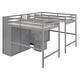 preview thumbnail 5 of 22, Elegant Double Twin Loft Beds with Wardrobes and Staircase, Grey