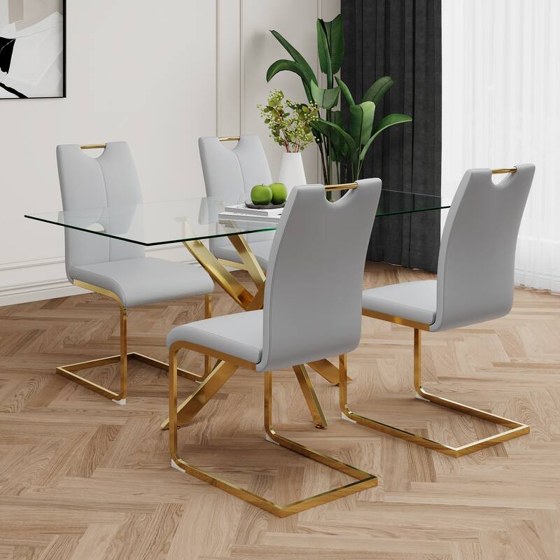 Modern Set of 2 Dining Chairs with Leather Cushioned Seat, Chrome Metal Legs, for Dining Room, Living Room, and Bedroom