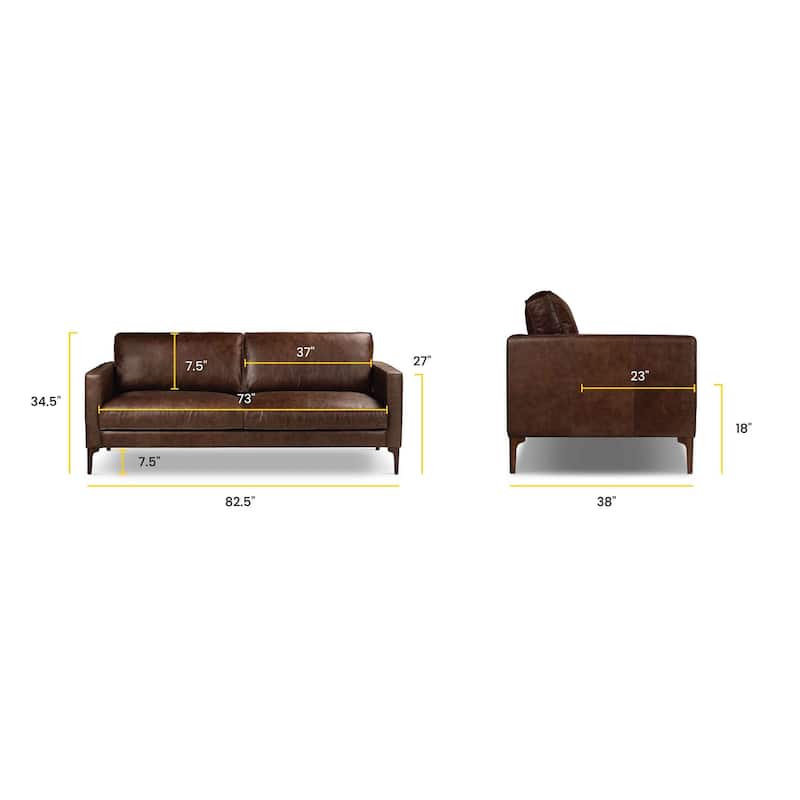 Poly & Bark Mateo 82.5" Sofa - Full Grain Genuine Italian Leather