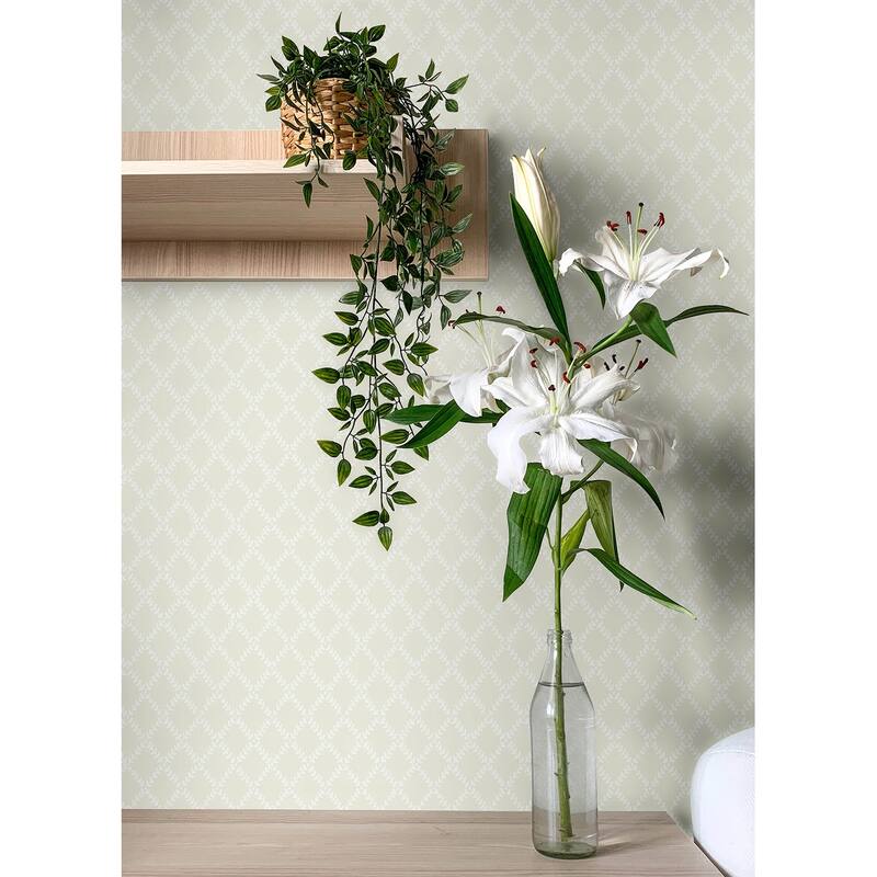 A-Street Prints Trevor Khaki Leaf Trellis Wallpaper