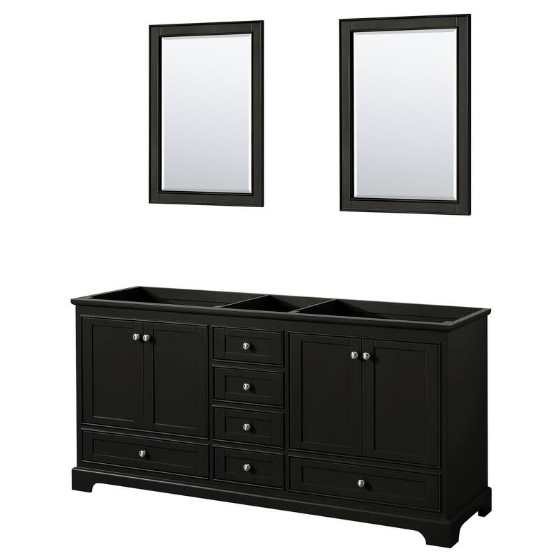 Wyndham Collection Deborah 71" Free Standing Double Wood Vanity - Dark Espresso / Polished Chrome Hardware