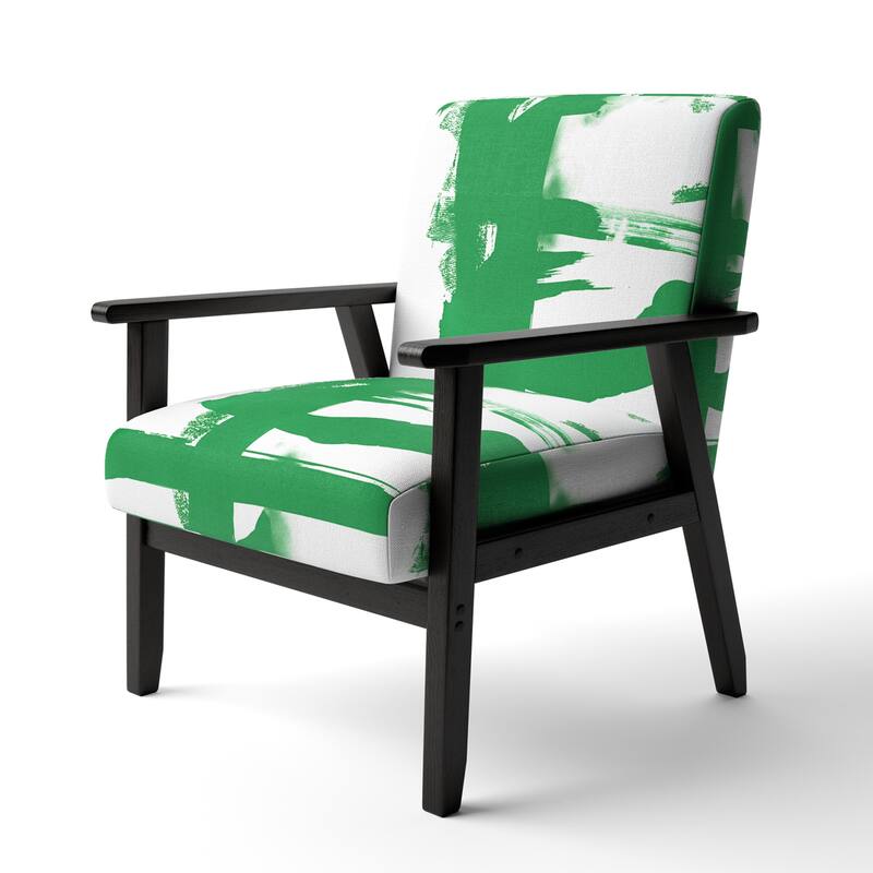 Designart "Black & White Crossing Paths I" Upholstered Abstract Accent Chair - Modern Arm Chair For Bedroom