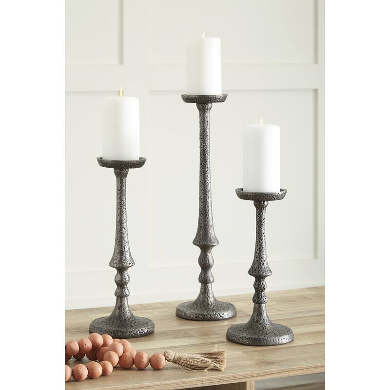 Signature Design by Ashley Eravell Gray Candle Holder (Set of 3) - 5.13" W x 5.13" D x 18.38" H - 5.13" W x 5.13" D x 18.38" H - Gray