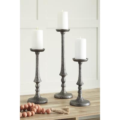 Signature Design by Ashley Eravell Gray Candle Holder (Set of 3) - 5.13" W x 5.13" D x 18.38" H