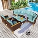 preview thumbnail 27 of 42, 12-Seat Outdoor Wicker Half-Round Furniture Set, Half-Moon Sectional Sofa All Weather Curved Conversation Set 9-Seat - Type H