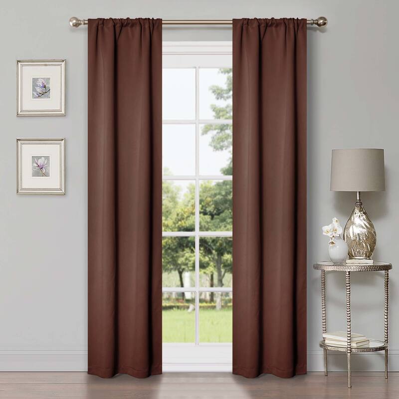 Superior Solid Machine Washable Room Darkening Semi-Blackout Curtains, Set of 2