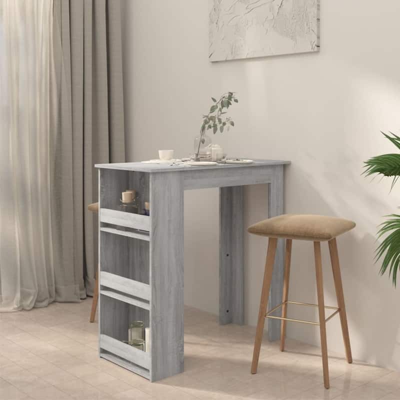 vidaXL Bar Table Kitchen Pub Bistro Table with Storage Rack Engineered Wood - 40.2" x 19.7" x 40.7"