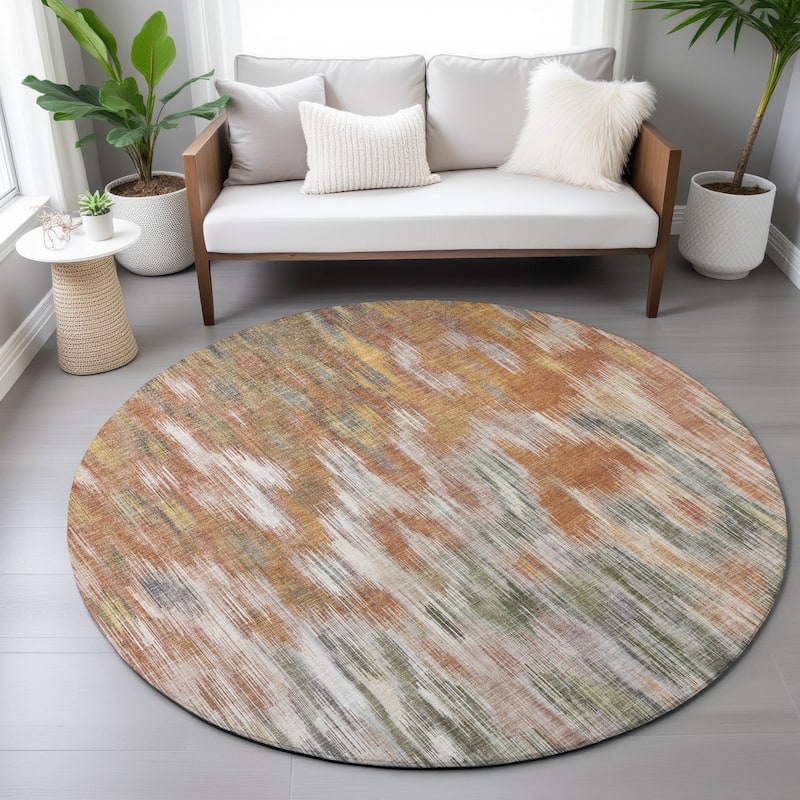 Machine Washable Indoor/Outdoor Modern Watercolor Chantille Rug