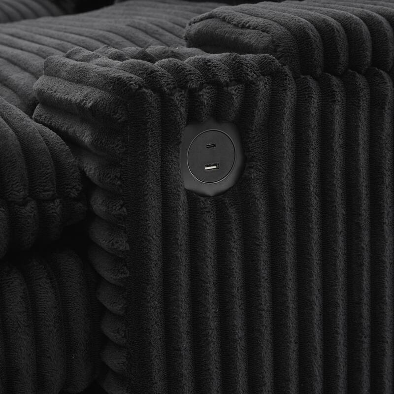 Loveseat Sofa Free-combined Sectional Convertible Sofa Bed with Storage Space, Two Movable Ottomans, Four USB Ports
