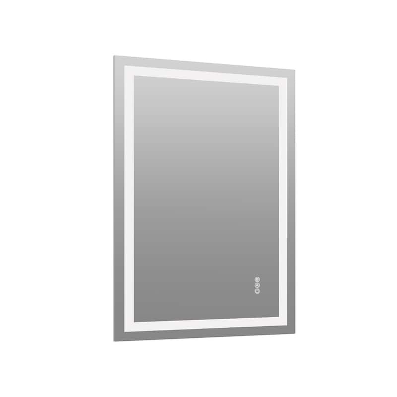 Topcraft Frameless Tempered Glass Mirror with Dual LED Strip Lighting - 28*36
