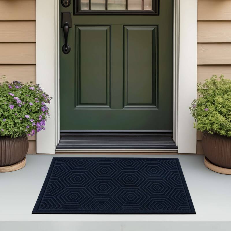 Mohawk Home Hexagon Impressions Blue 2' X 3' Door Mat - 2' x 3'