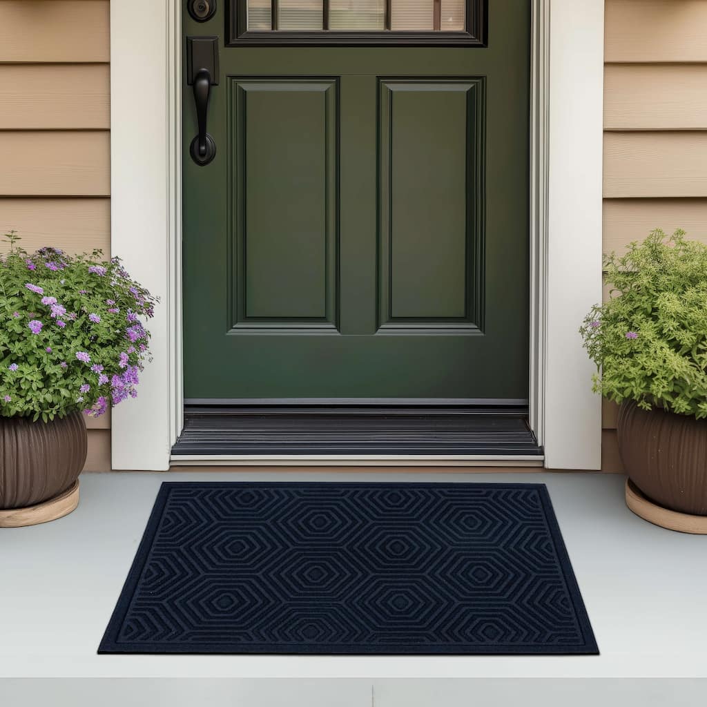 Mohawk Home Hexagon Impressions Blue 2' X 3' Door Mat - 2' x 3'