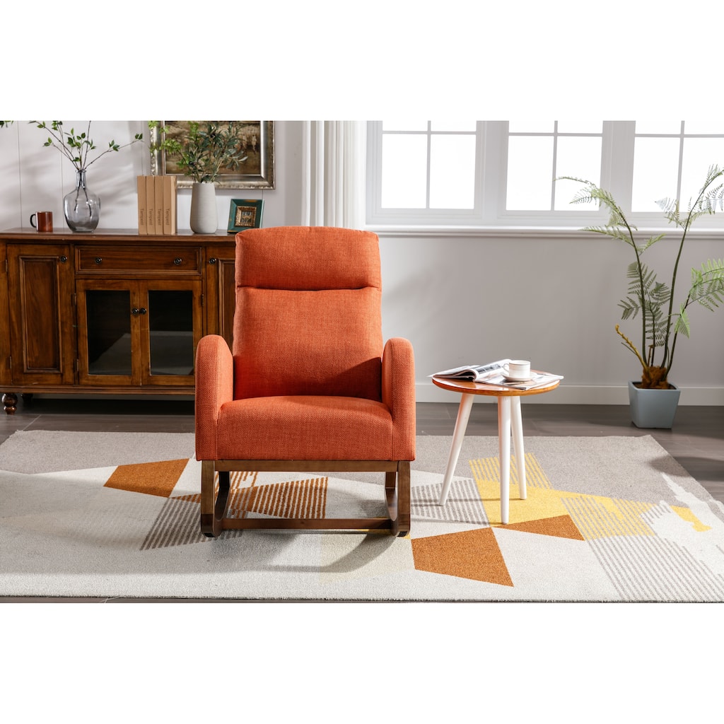 GDFStudio - Amelia Linen Upholstered Rocking Chair with Spacious Seat and Tall Back Design