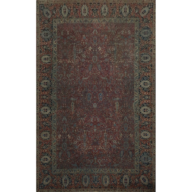 Hand Knotted Oriental 100% Wool Carpet Traditional Floral Oranges & Rust Tabriz Area Rug - 17' 9'' X 12' 8''