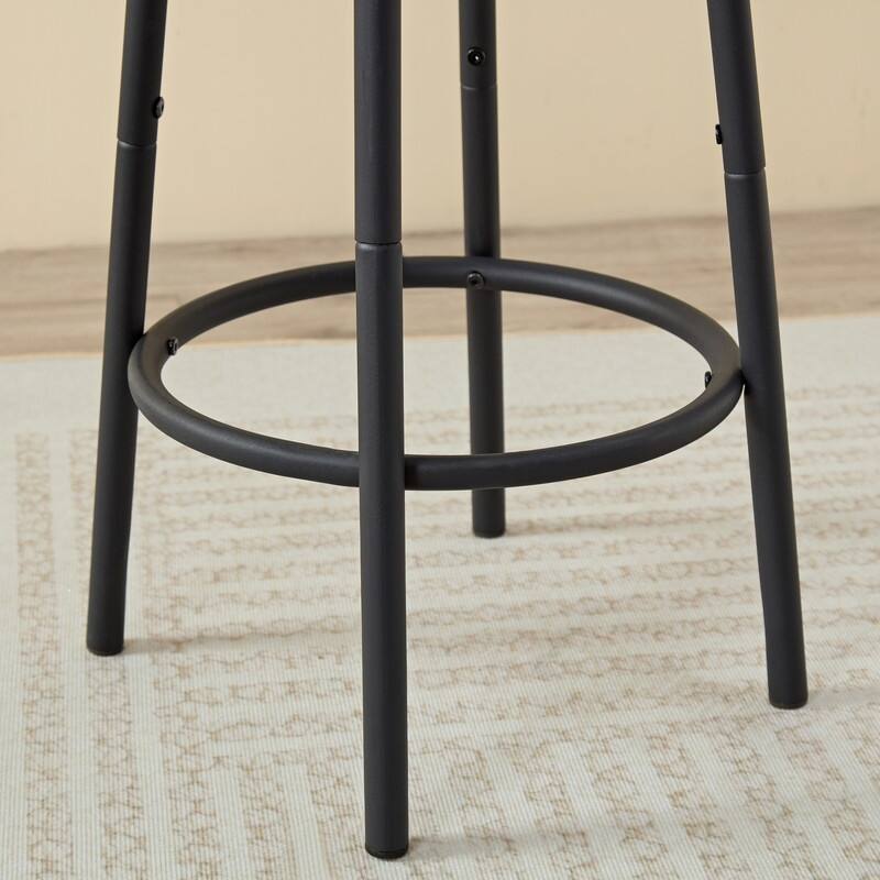 Industrial Style 3 Piece Round Dining Table Set,Iron Wood Table with 2 Bar Stools