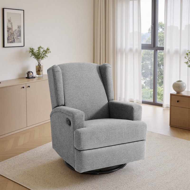 31'' W Wingback Manual Glider Swivel Rocker Recliner Nursery Chair