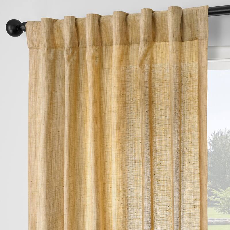 Exclusive Fabrics Rustic Linen Weave Light Filtering Curtains for Bedroom & Living Room Curtains - 2 Panel Drapes