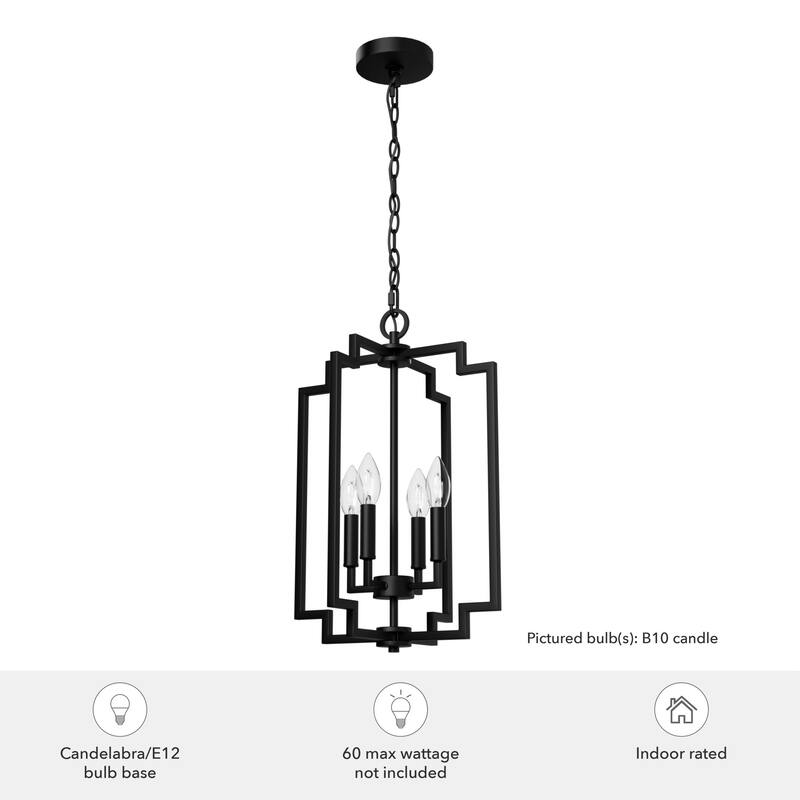 Hunter Zoanne 4-Light Modern Pendant Hanging Light - Island, Entry, Dining - Geometric, Contemporary, Candle, Transitional