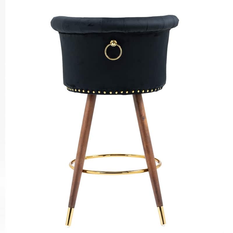 Upholstered Bar Stool With Back And Footrest（Set of 2）Black - Set of 2