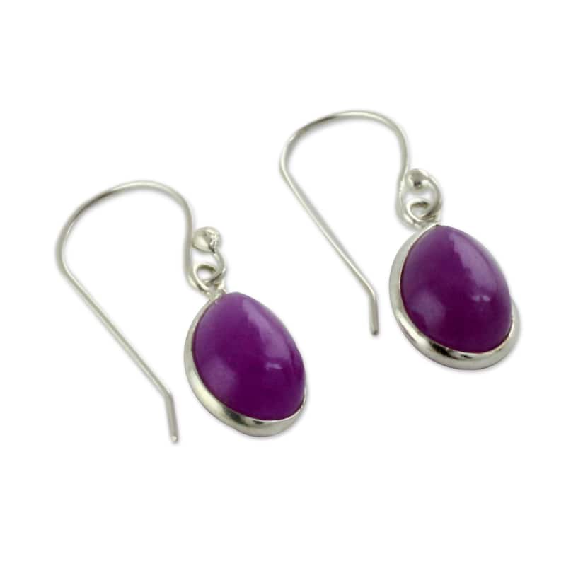 Sterling Silver Fuchsia Fashion Quartz Earrings (India)