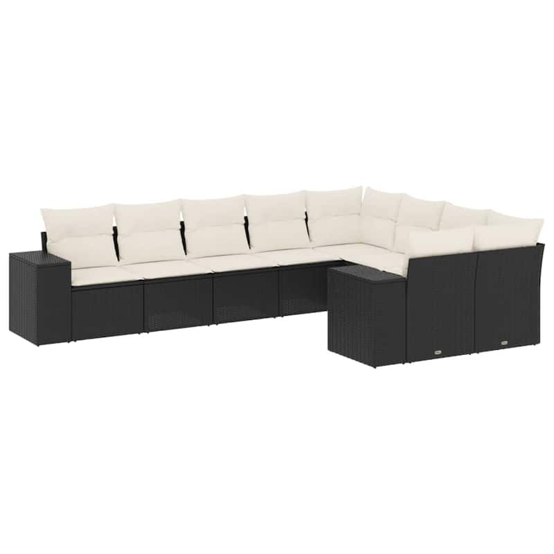 vidaXL Patio Sofa Set with Cushions Outdoor Conversation Furniture Poly Rattan