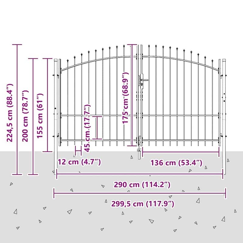 vidaXL Garden Gate with Lock Gray Steel