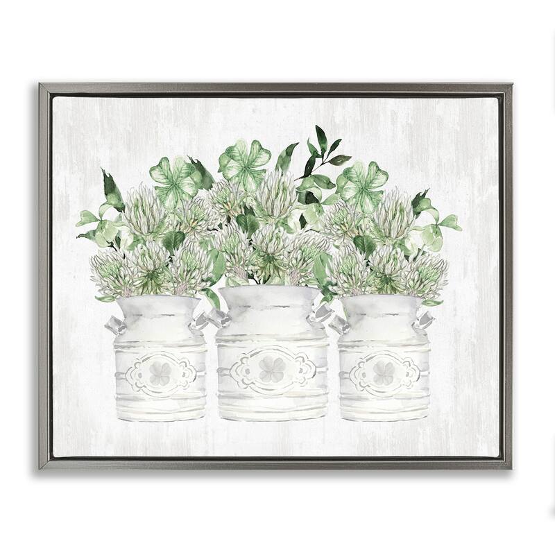 Stupell Rustic Shamrock Bouquets Framed Floater Canvas Wall Art Design by Lettered and Lined