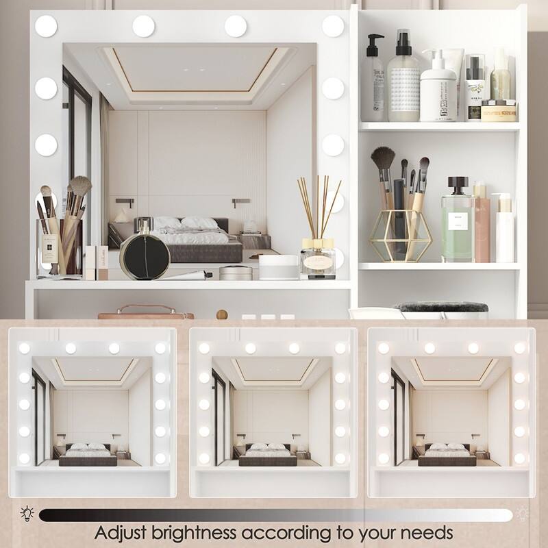 Vanity Dresser with Mirror Set Storage Drawers Luxury Furniture
