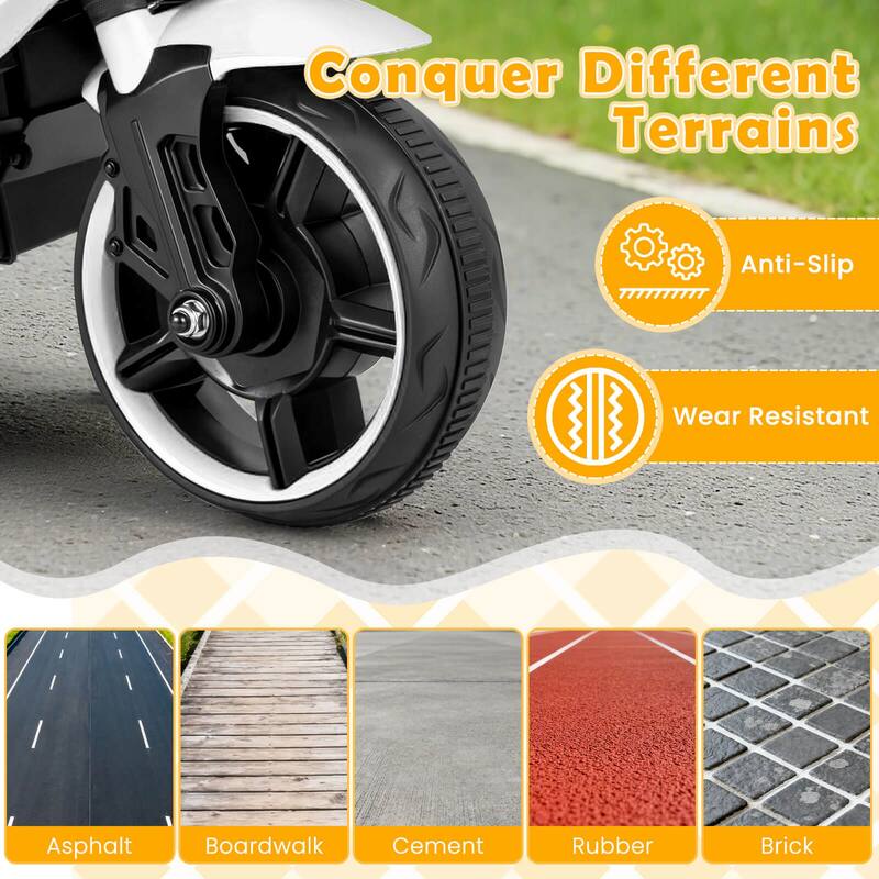 Costway 6V Kids Motorcycle with Music, Horn, Detachable Training