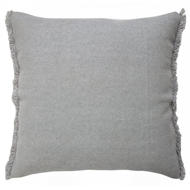 Sevita Light Gray Solid Stonewash Throw Pillow with Fringe