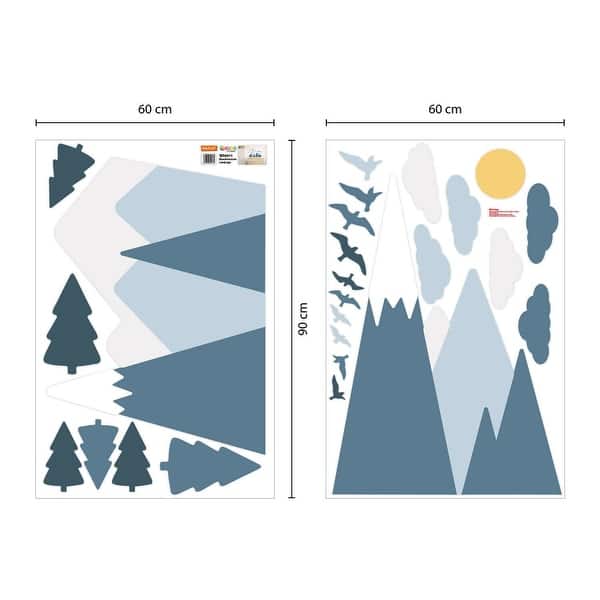 dimension image slide 0 of 2, Walplus Blue Mountains Landscape Clouds Birds Children Wall Stickers
