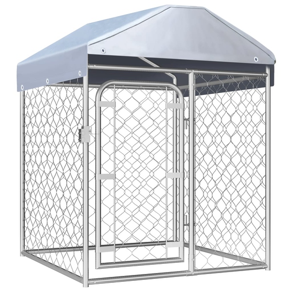 Vidaxl Outdoor Dog Kennel with Roof 39.4inx39.4inx49.2in