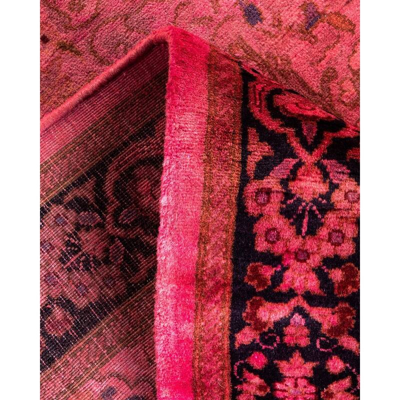 Overton Hand Knotted Wool Vintage Inspired Modern Contemporary Overdyed Pink Runner Rug - 2' 7" x 9' 9"