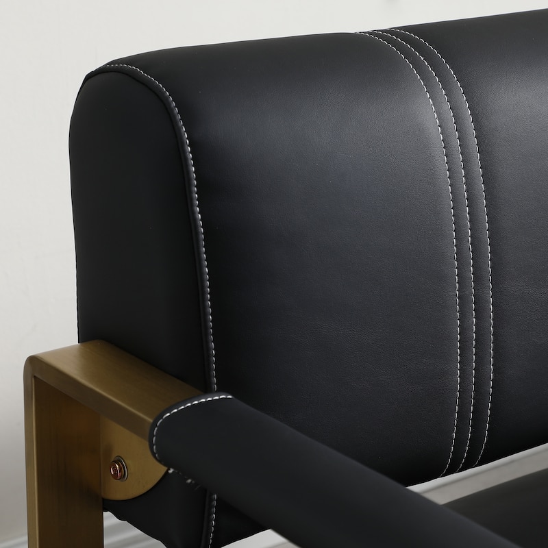57.9" Width Upholstery Faux Bonded Leather Loveseat Sofa