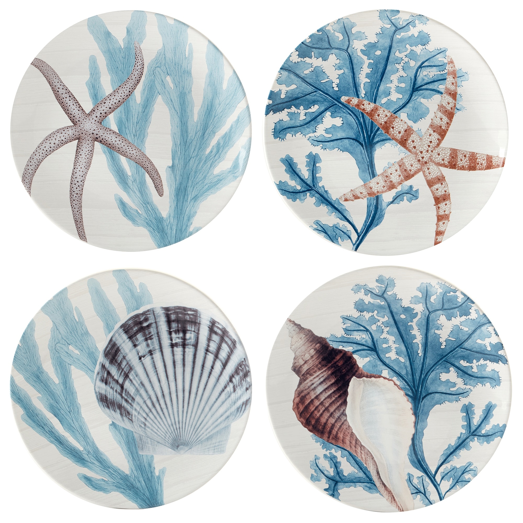 Certified International Beyond the Shore Set of 4 Dinner Plates - 11" Diam x 1"