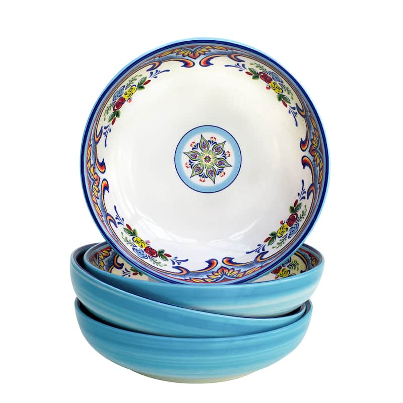Euro Ceramica Zanzibar 4 Piece.8.5" Pasta Bowl Set - 40 oz