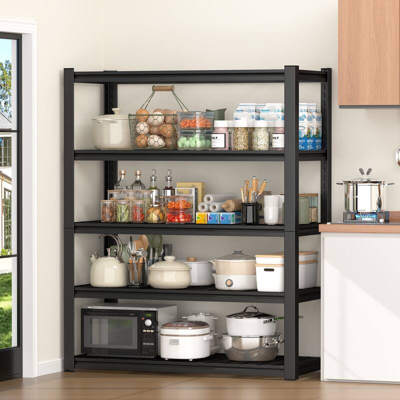 59 Inches Metal Garage Storage Rack, Heavy-Duty Steel Moisture-Proof And Waterproof 5-Layer Adjustable Storage Shelving Unit