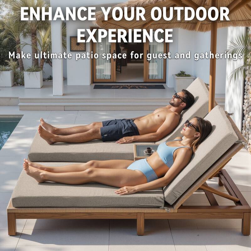 Gymojoy 72x22x3.5 Inch Outdoor Chaise Lounge Cushion, Waterproof Patio & Pool Chair Cushion with Removable Cover