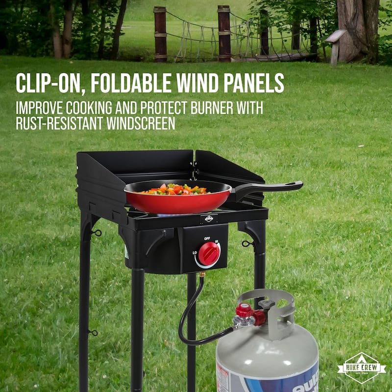 Hike Crew Cast Iron 1-Burner Gas Camping Stove, 75,000 BTU Portable Stove with Flame Control & More