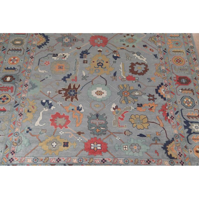 Gray Floral Oushak Oriental Large Area Rug Handmade Wool Carpet - 12'2" x 14'11"