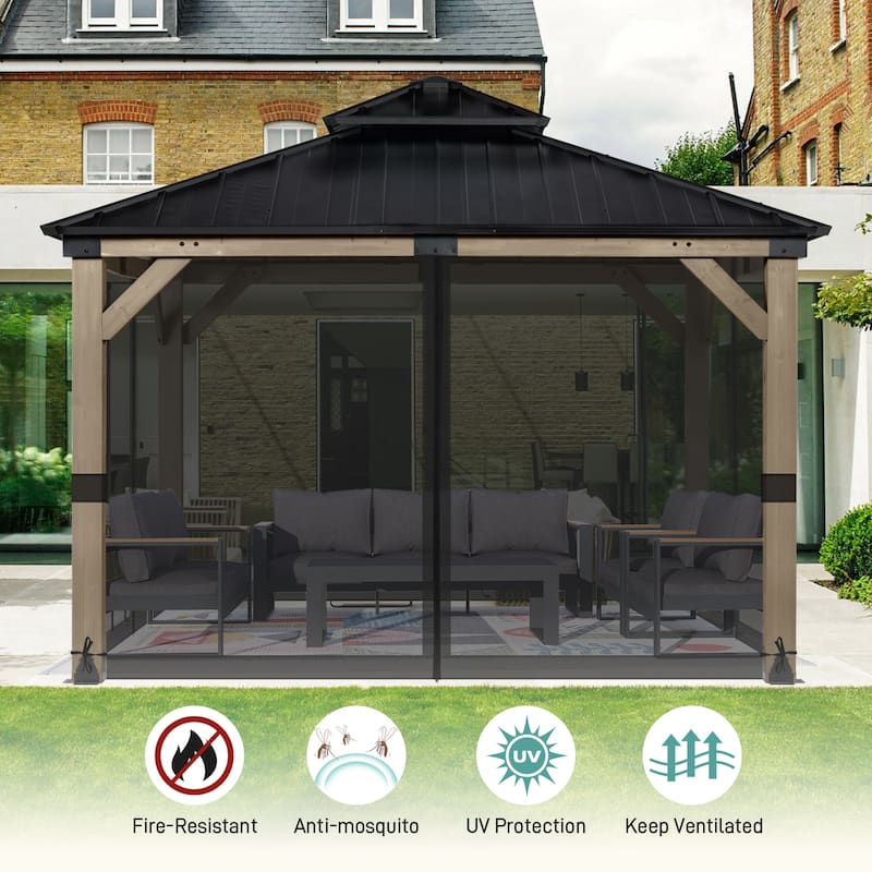 Aoodor 12'x12' Replacement Gazebo Mosquito Netting 4-Panel Sidewalls