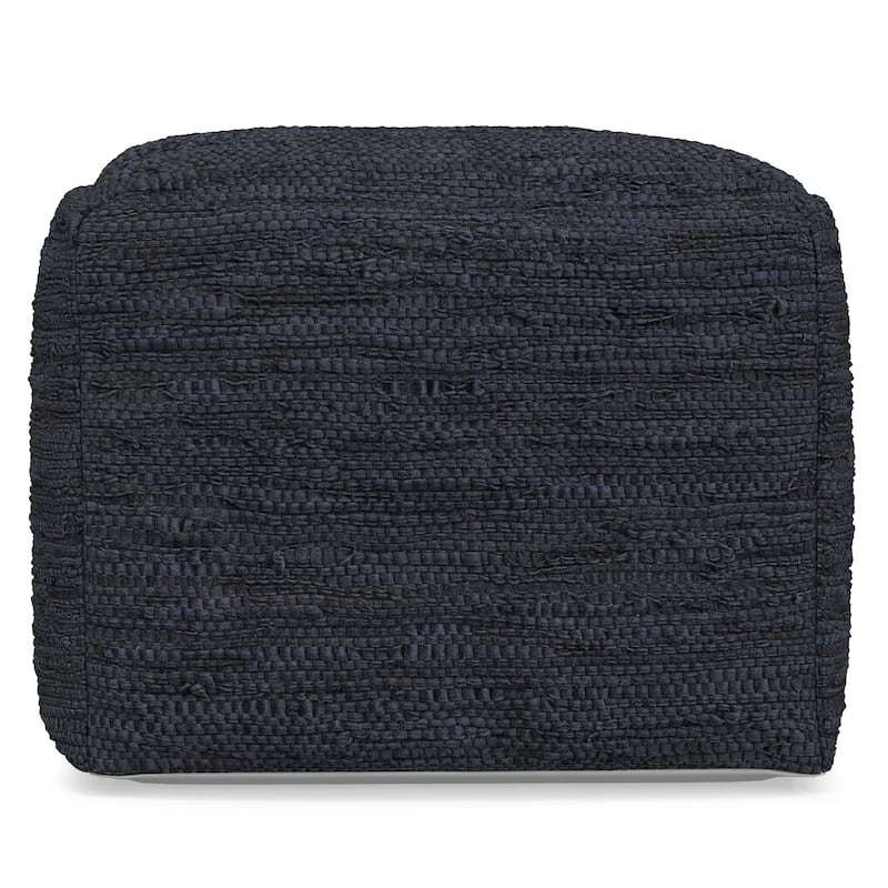 WYNDENHALL Garcia Boho Square Pouf in Woven Genuine Leather