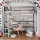 preview thumbnail 1 of 10, Modern Twin Size Study Loft Bed With Ladder and Solid Wood For Bedroom,Dorm,Kids Grey